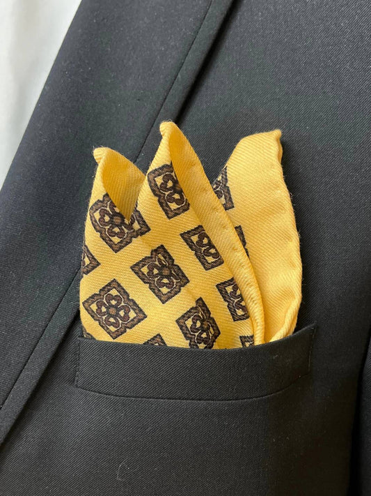 Robert Keyte - Men's Wheat Silk Pocket Square