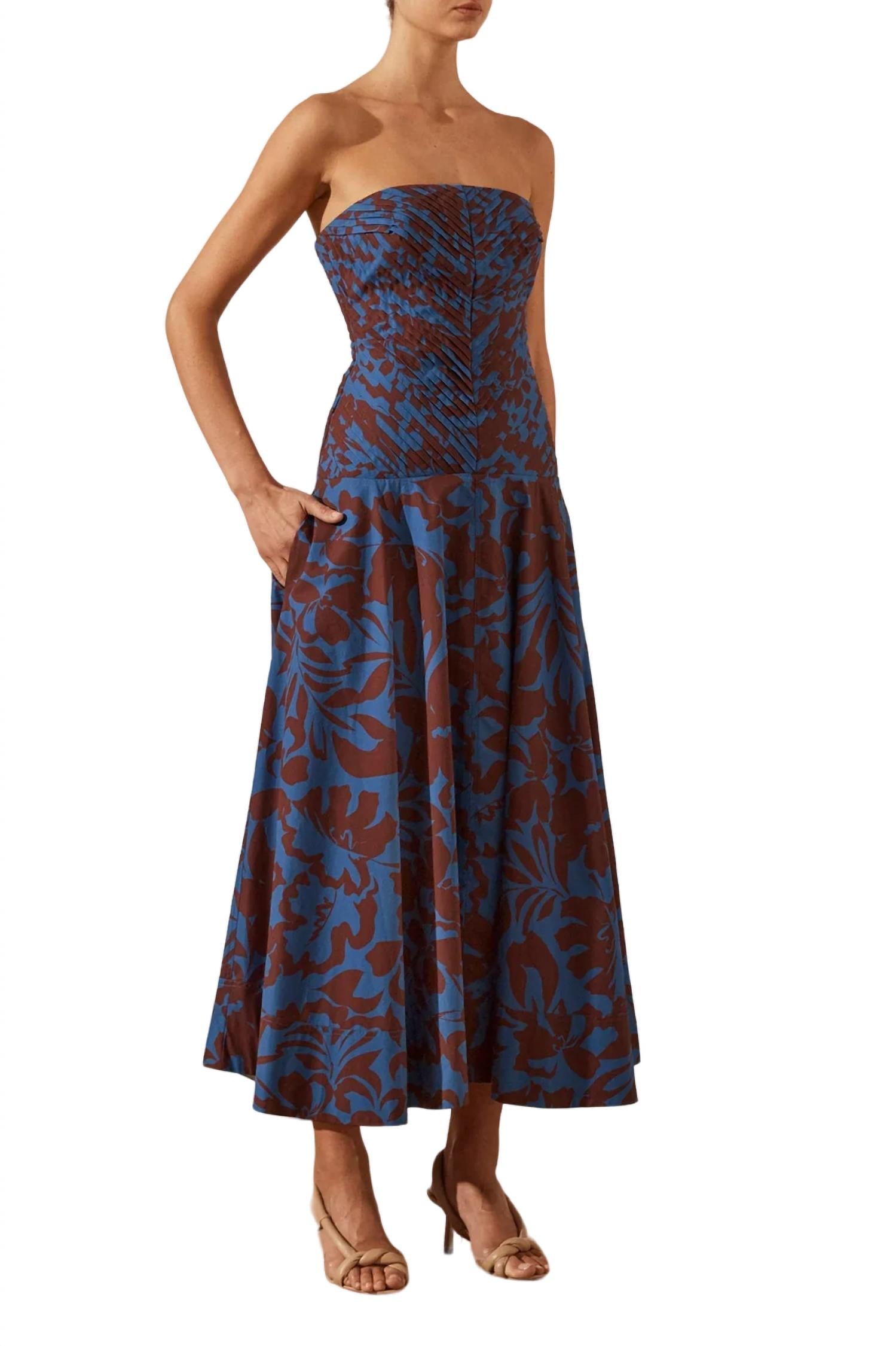 Shona Joy - CATIA STRAPLESS PLEATED MIDI DRESS