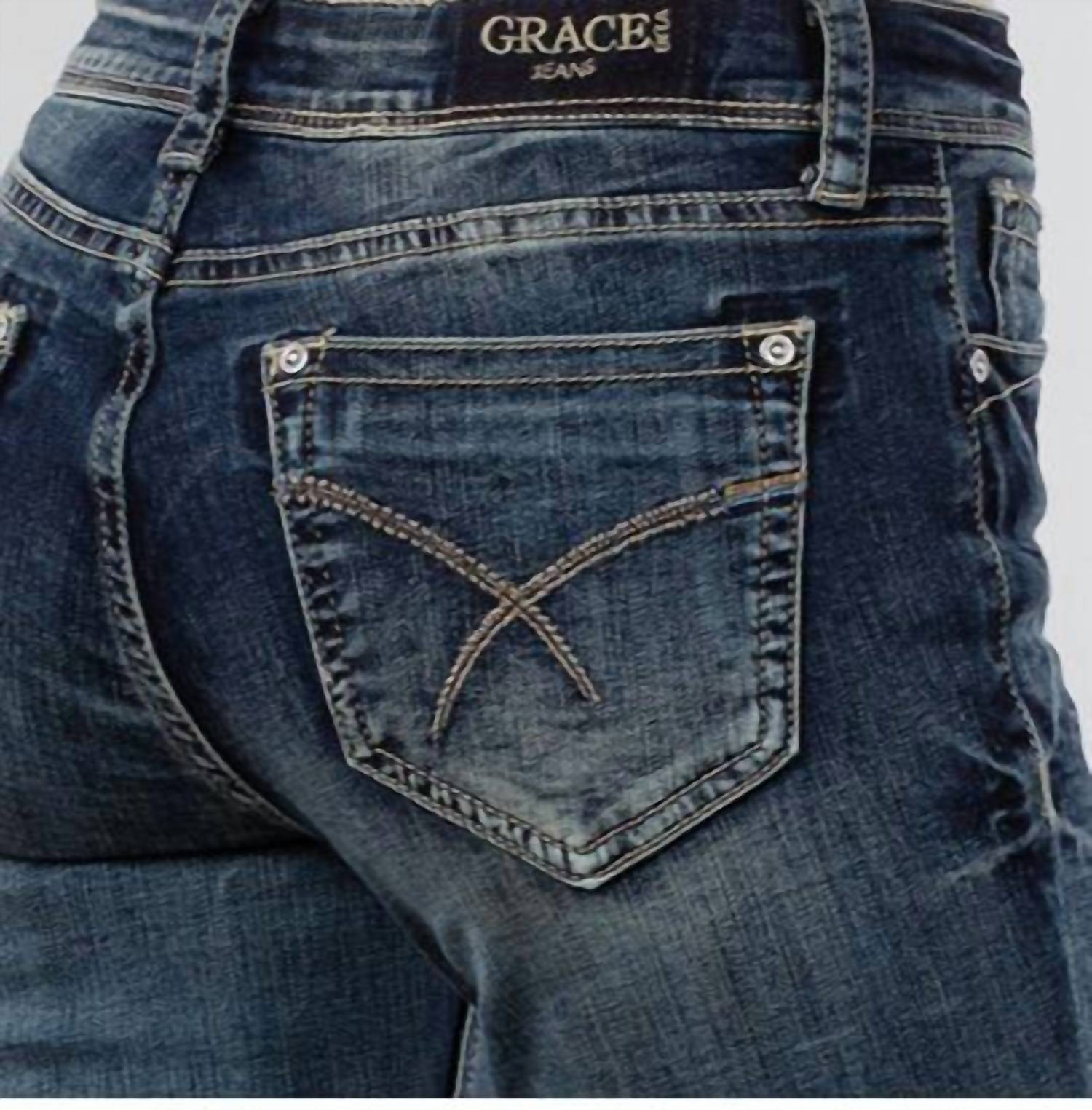 Grace In La - Mid Rise Simple Stitches Jean