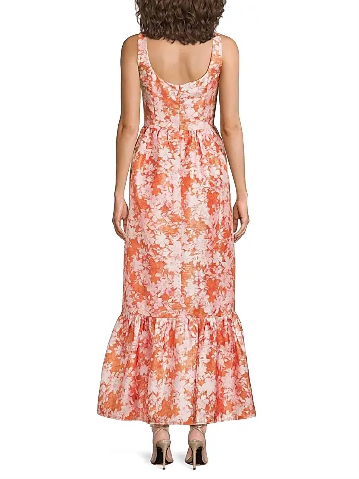 Hutch - Beanie Floral Metallic Jacquard Midi Dress