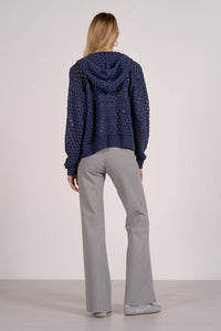 ELAN Sofia Sweater Cardigan in navy - women's cardigan - detail view