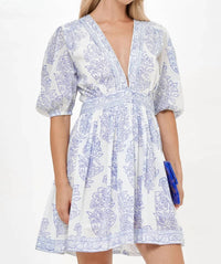 Oliphant - V-neck Puff Mini Dress