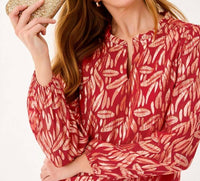 Lilly Pulitzer Giana Long Sleeve Silk Top in red - women's blouse - alternate view