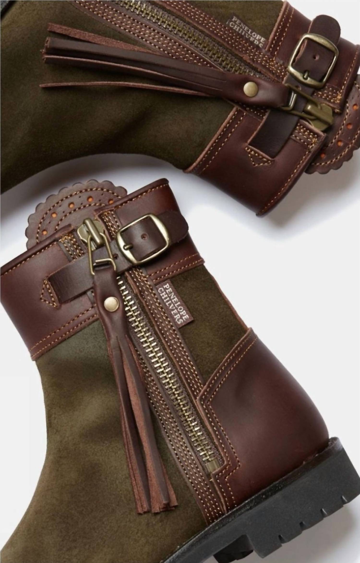 PENELOPE CHILVERS Women's Inclement Cropped Tassel Boot in seawood conker - women's shoe - alternate view