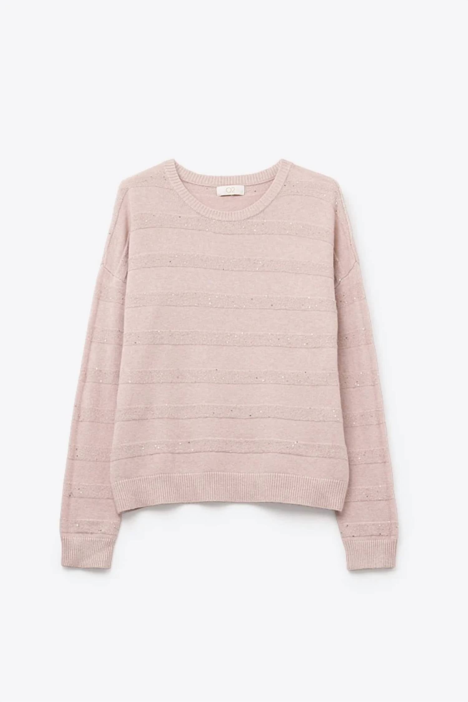 Q2 - Striped Knit Sweater With Sequin