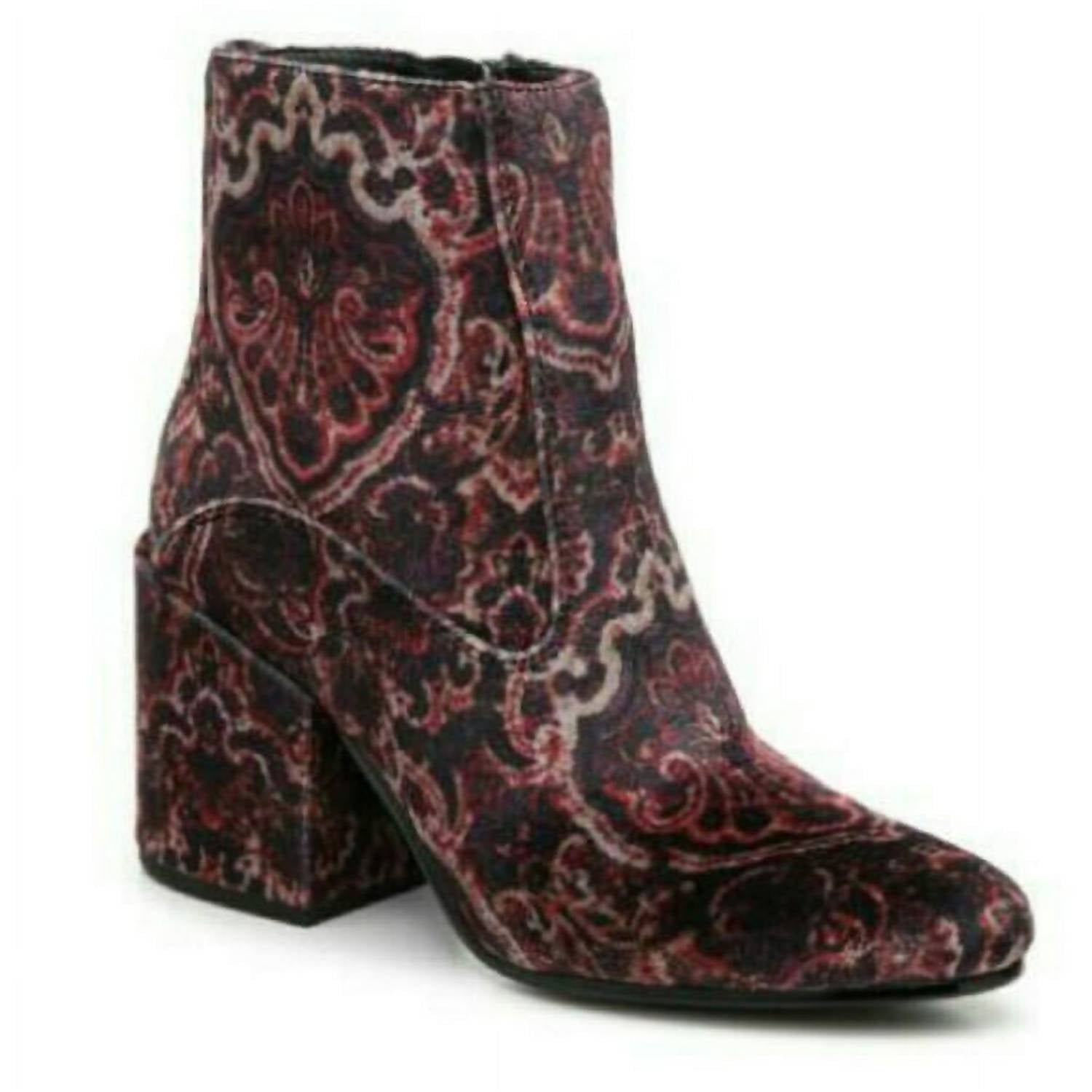 Lucky Brand - Women's Rainns Block Heel Velvet Almond Toe Fashion Ankle Boots