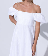 Lusana - Amy Puff Sleeve Linen Maxi Dress