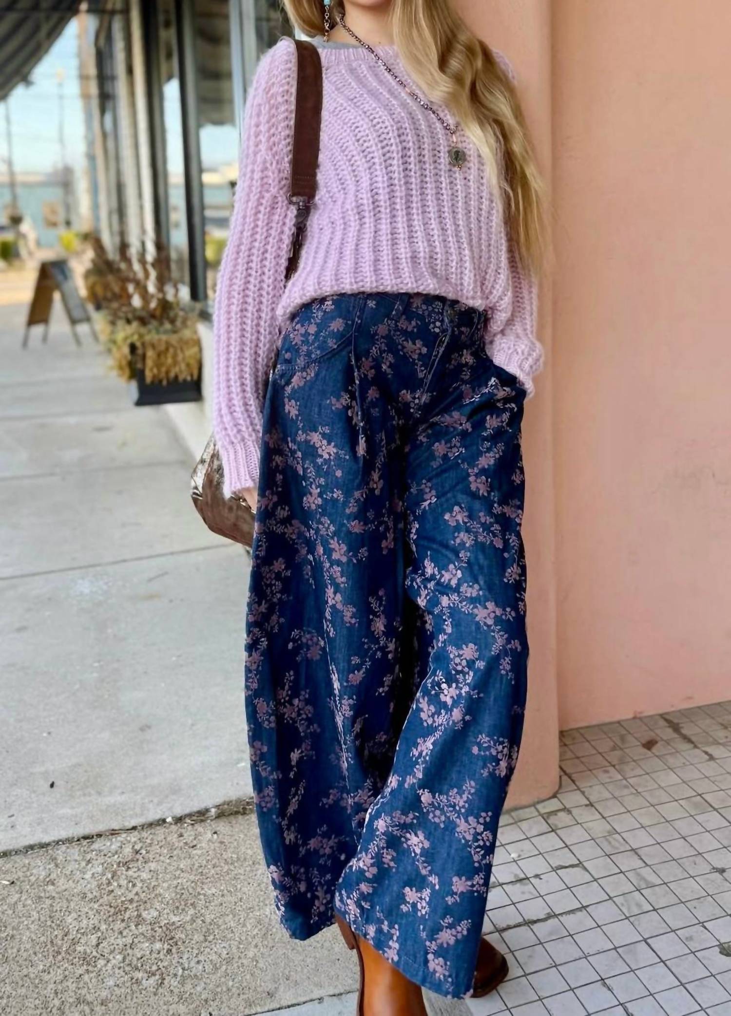 Free People About That Baggy Jean in flocked meadow - women's jeans - view 4