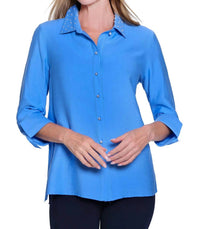 Multiples - Pearl Rivet Button Front Woven Shirt