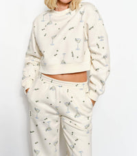 Pretty Garbage Billie Cropped Sweatshirt in beige - women's top - detail view