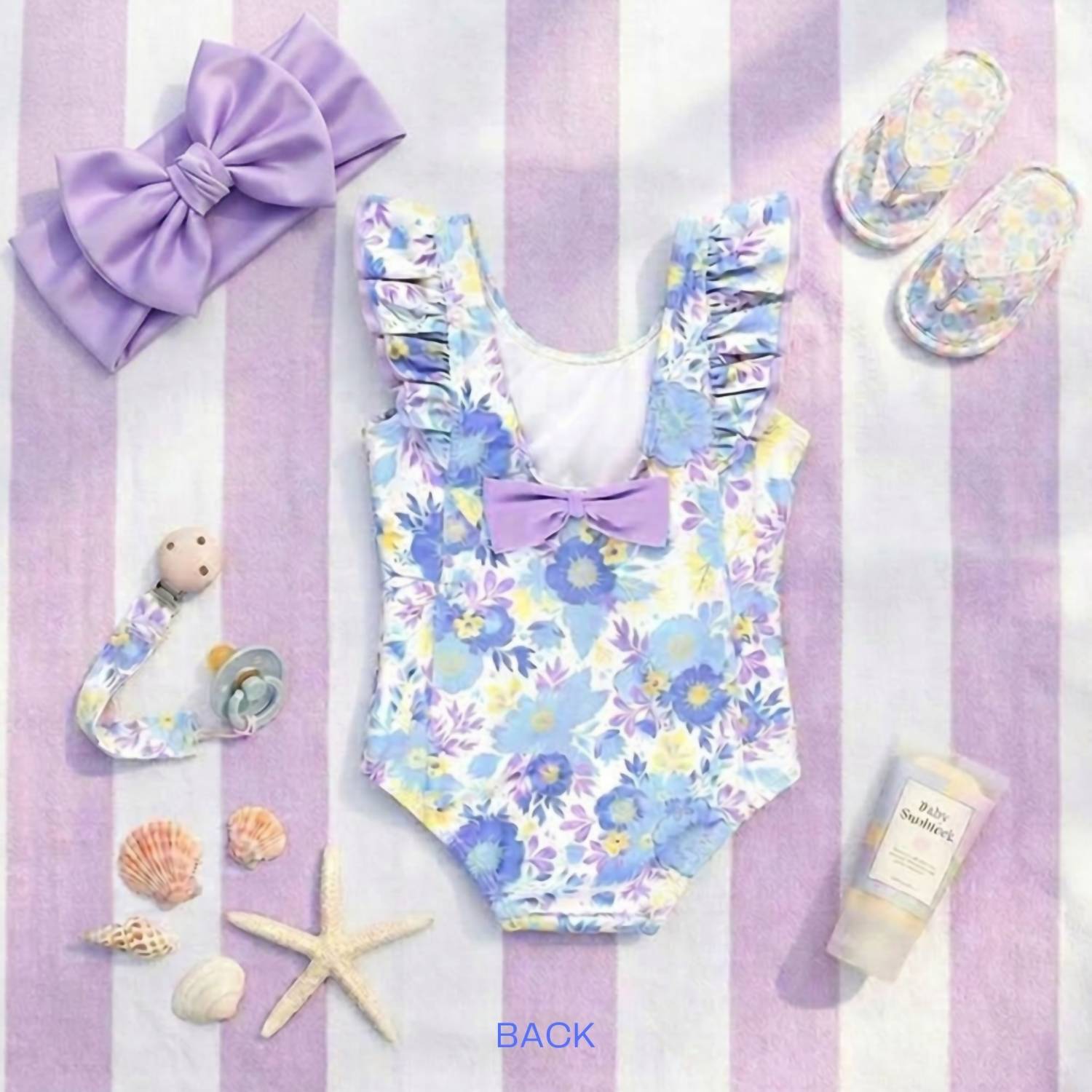 Rufflebutts - Toddler Pristine Blooms Ruffled One Piece Swimsuit