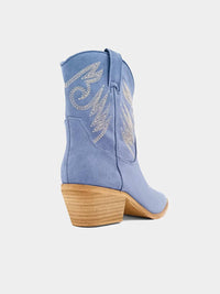 SHU SHOP Women's Zahara Suede Cowboy Boots in blue - women's shoe - alternate view