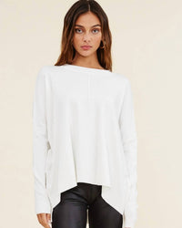 Charlotte Avery Quinn Soft-drape Relaxed Pullover in white - women's sweater - alternate view