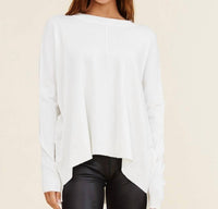 Charlotte Avery Quinn Soft-drape Relaxed Pullover in white - women's sweater - detail view