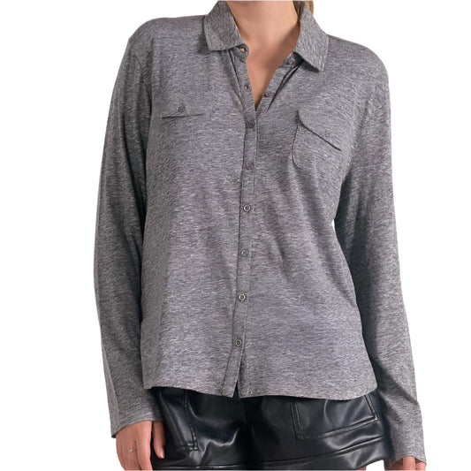 Elan - Button Front Long Sleeve Knit Shirt