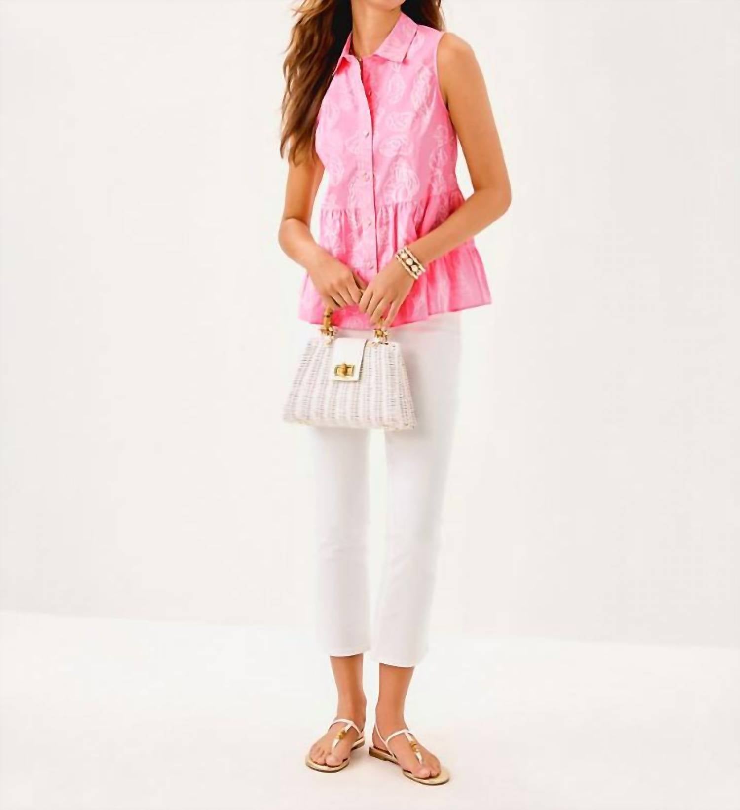 Lilly Pulitzer Breah Sleeveless Button Down in pink - women's shirt - view 4