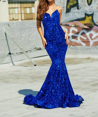PORTIA&SCARLETT Sequin Evening Gown in cobalt - women's dress