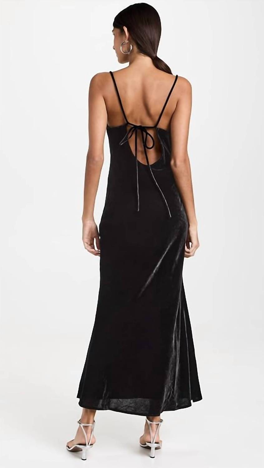 RHODE Jemima Velvet Midi Dress in black - women's dress - detail view