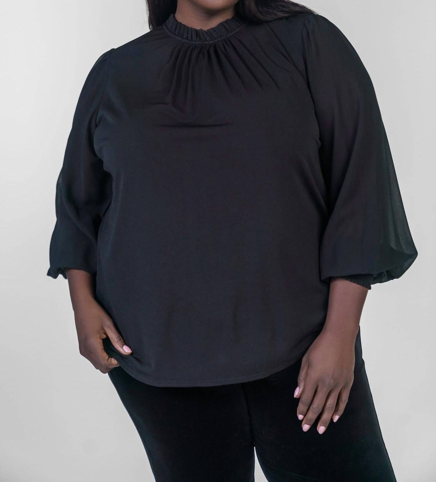 Marée Pour Toi - Knit Top With Chiffon Sleeves - Plus
