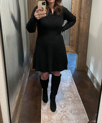 &Merci - Ribbed Sweater Flared Mini Dress
