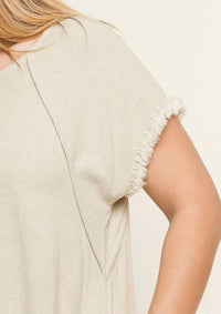 Umgee - High-low Scoop Frayed Hemline V-neck Dress - Plus