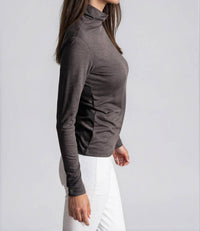 Buki Take-out Turtleneck Shirt in charcoal grey - women's long sleeve top - alternate view