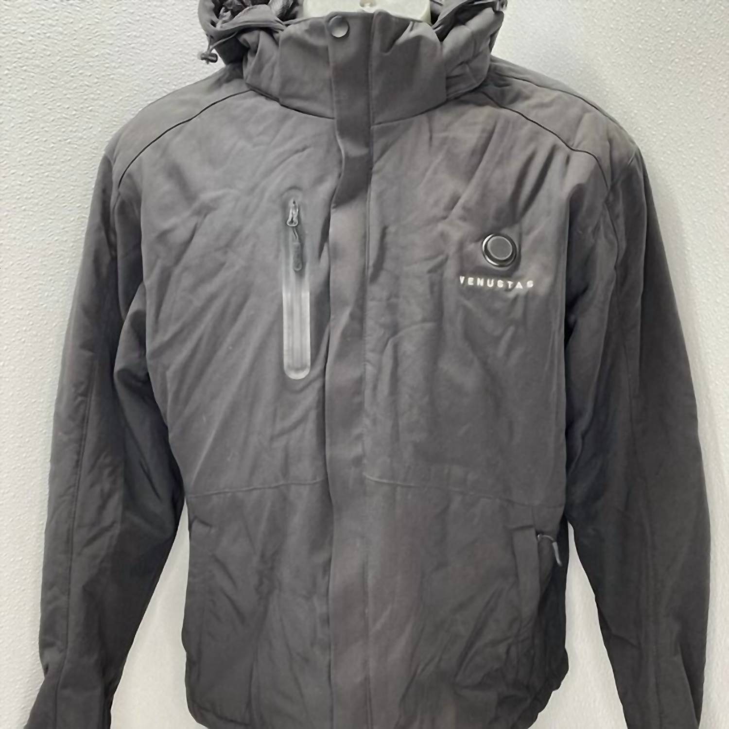 Venustas Heated Hooded 7.4v Full-zip Jacket in black - men's jacket - detail view