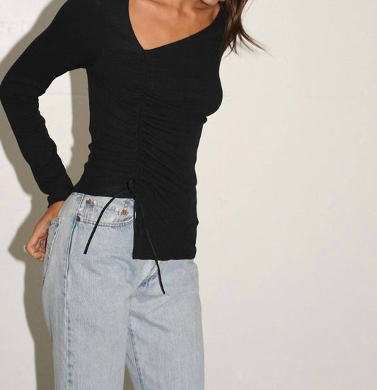 Avi Ruched Rib Top