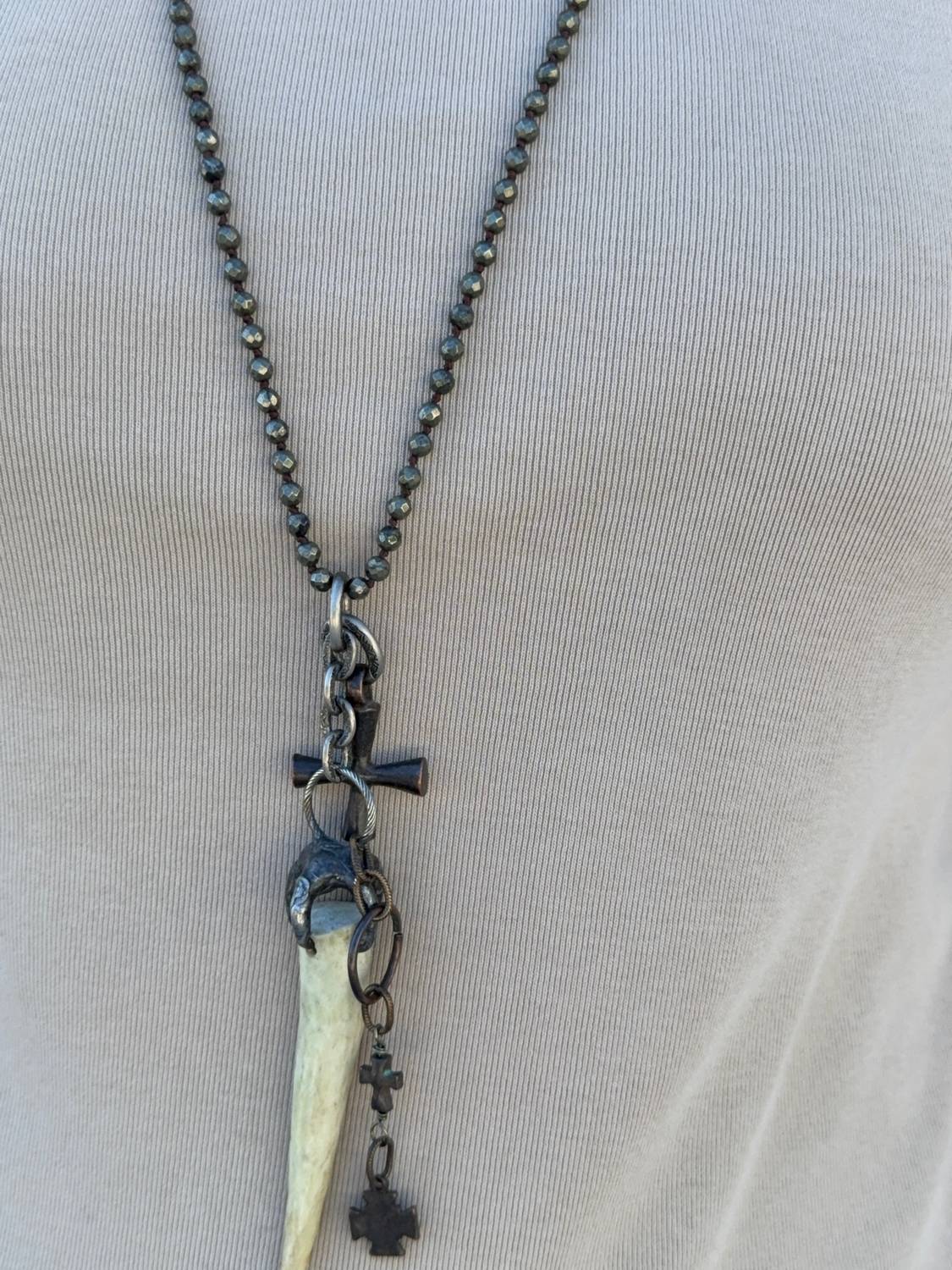 Paula Carvalho Designs - Pyrite Necklace With Horn