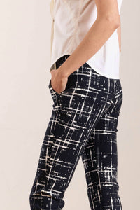 Avenue Montaigne Lulu Straight Cropped Pant in graffiti navy - women's pants - alternate view