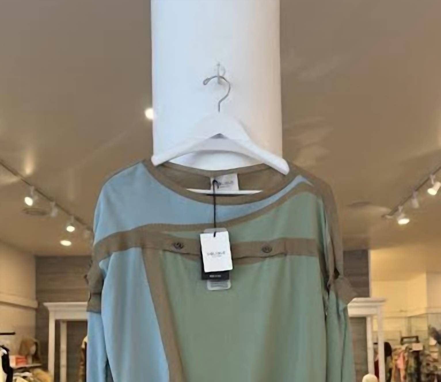 Oblique Creations Women's Knit Top in green multi - women's top - detail view