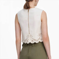 Self-Portrait - Broderie Denim Top