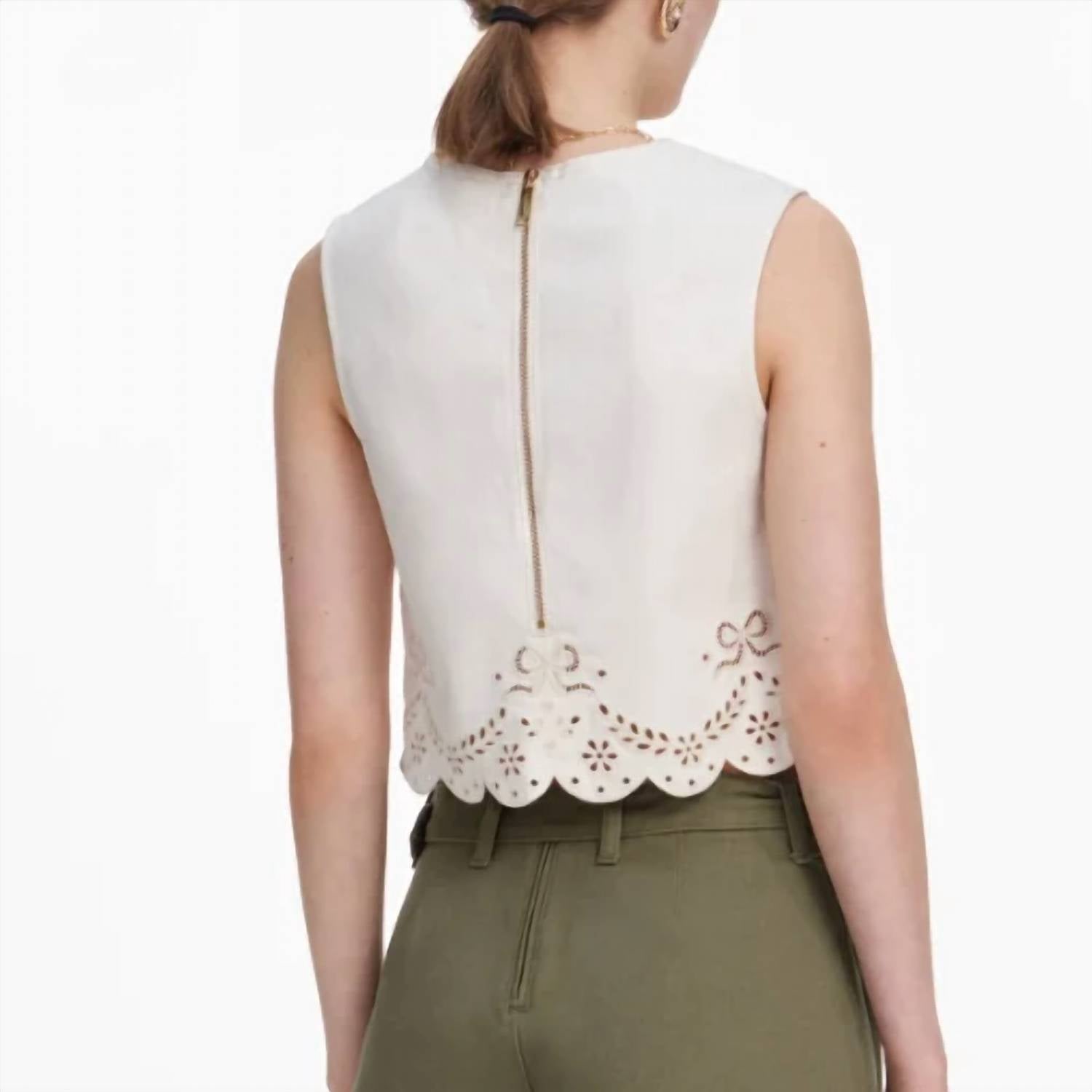 Self-Portrait - Broderie Denim Top