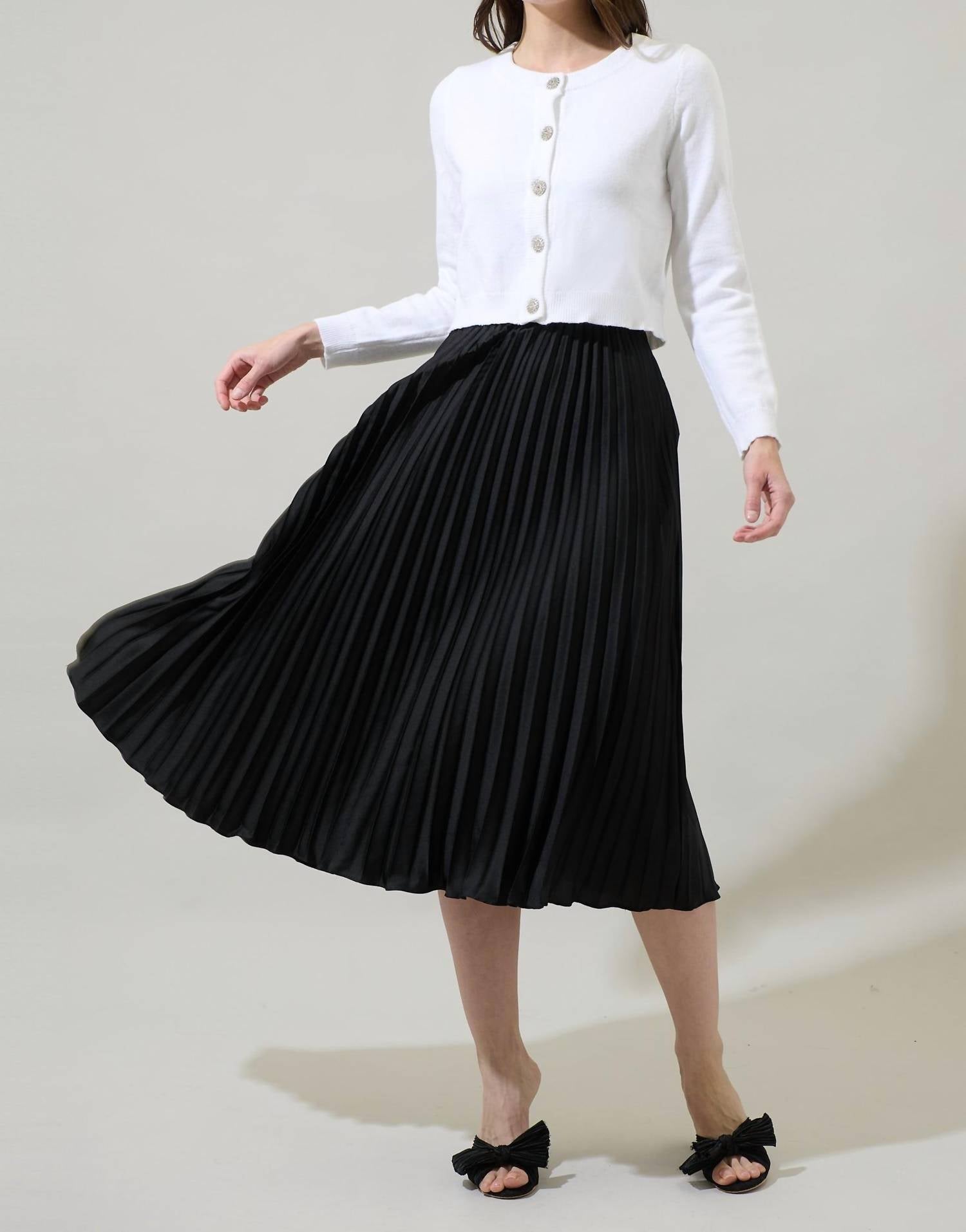 SUGARLIPS Sidney Pleated Maxi Skirt in black - women's skirt