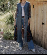Young Threads Boho Patchwork Midi Dress in blue - women's dress - detail view