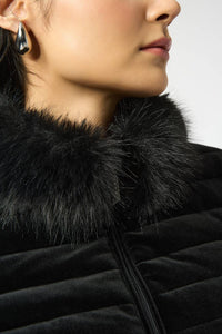 Joseph Ribkoff - Velvet Faux Fur Puffer Jacket