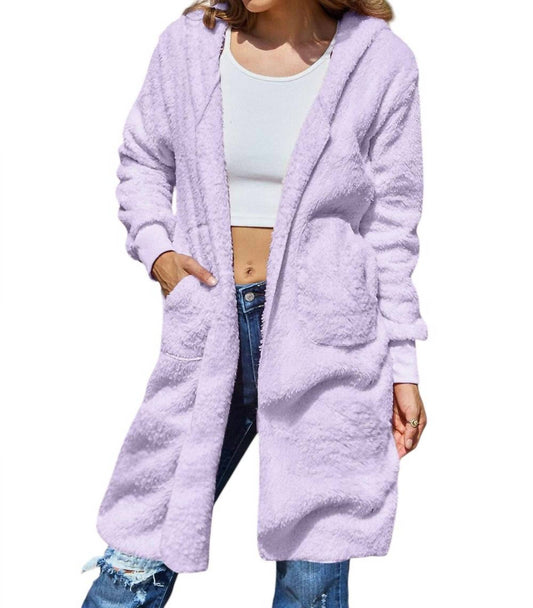 Double Take - Full Size Hooded Teddy Bear Jacket with Thumbholes