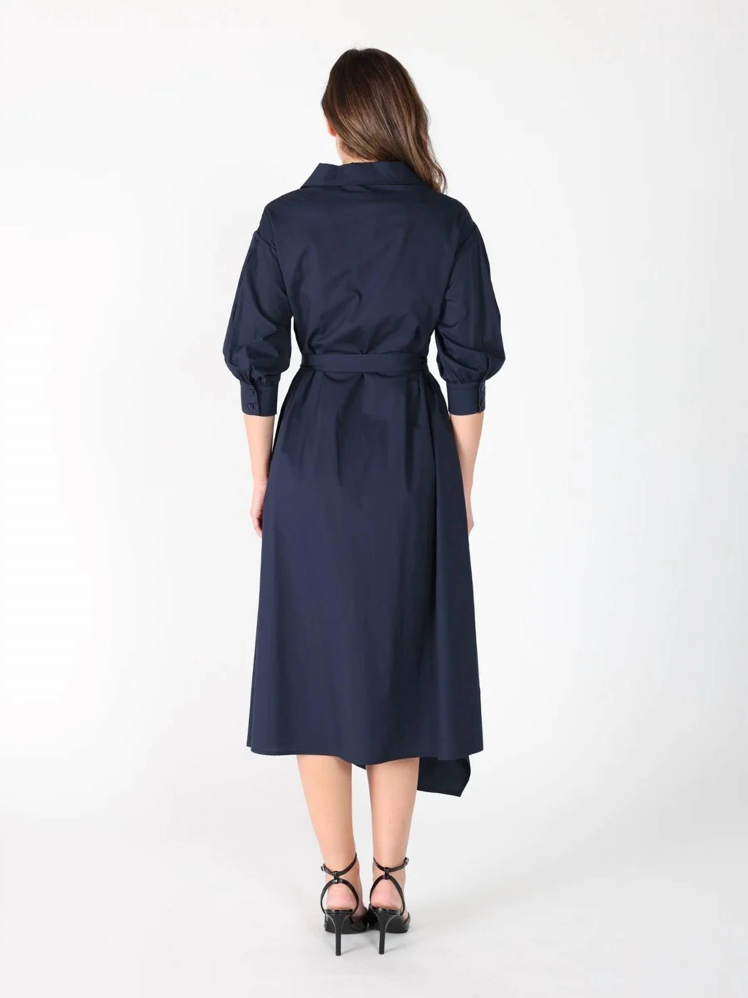 Gracia - Bottom Wrap Shirt Collared Dress