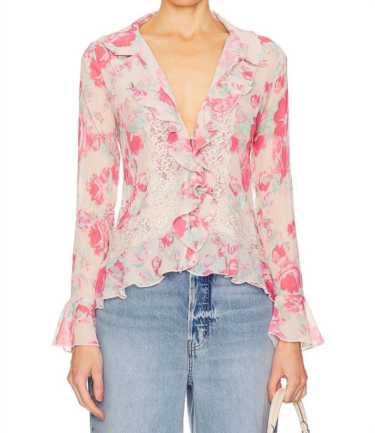 Free People Bad At Love Blouse in pink - women's blouse