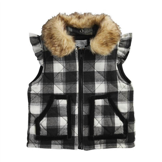 Girl's Buffalo Check Ruffle Vest