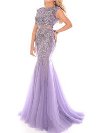 Precious Formals - Two Piece Illusion Beading Mermaid Gown
