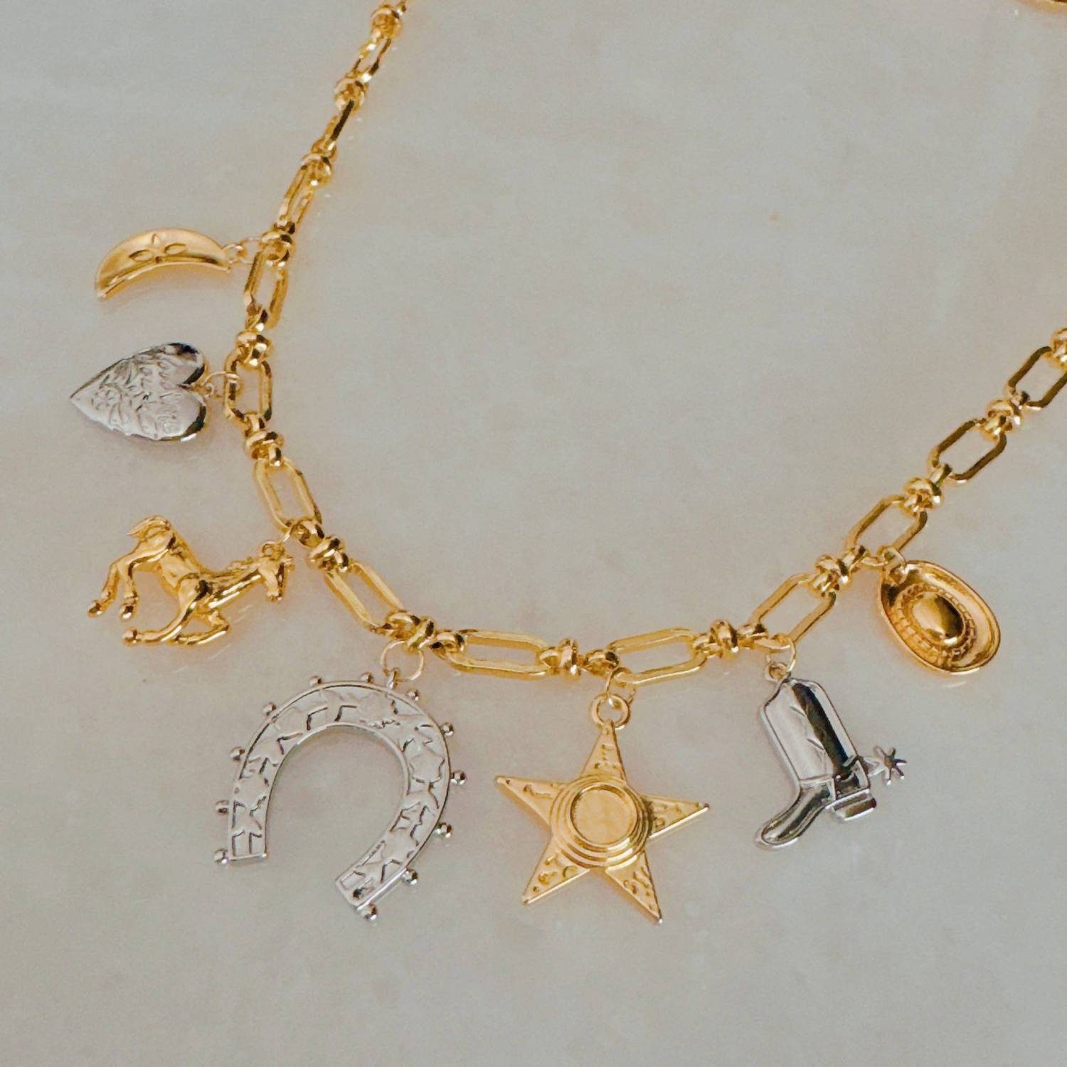 Ellison+Young Women's Wild Western Multi Charm Necklace in gold - women's jewelry