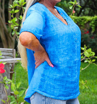 V- Neckline Linen Shirt