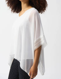 Joseph Ribkoff - V-neck Lace Trim Poncho Top