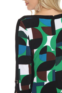 Joseph Ribkoff - Women's Geometric Print Boat Neck Sheath Dress