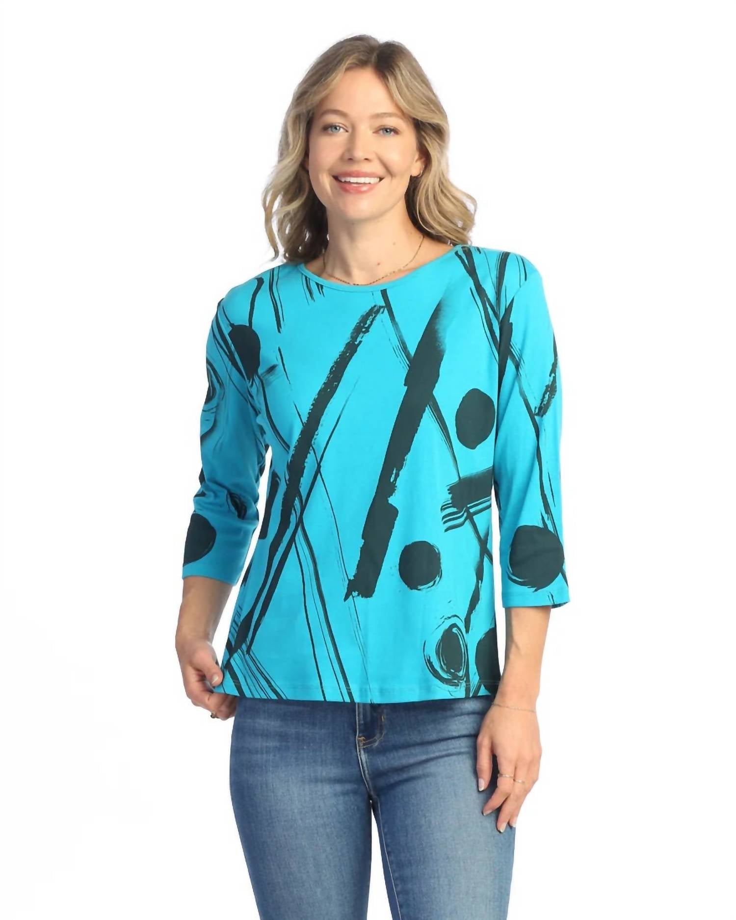 Jess & Jane - Bimba Printed Cotton Top - Plus