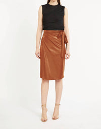 CABALLERO Peyton Vegan Leather Skirt in tobacco - women's skirt - view 6