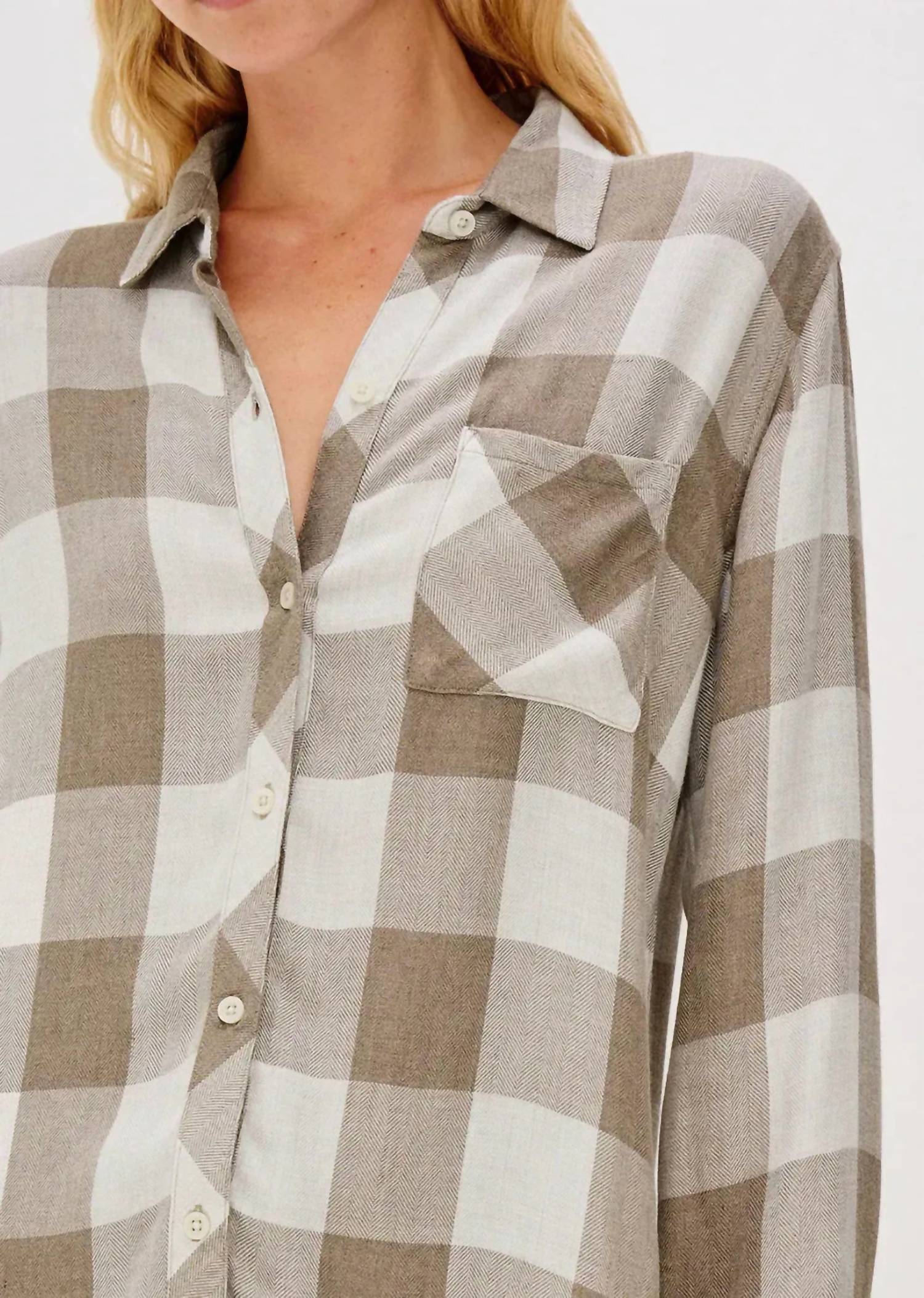 Rails Hunter Button Down Shirt in dove brown - women's shirt - alternate view