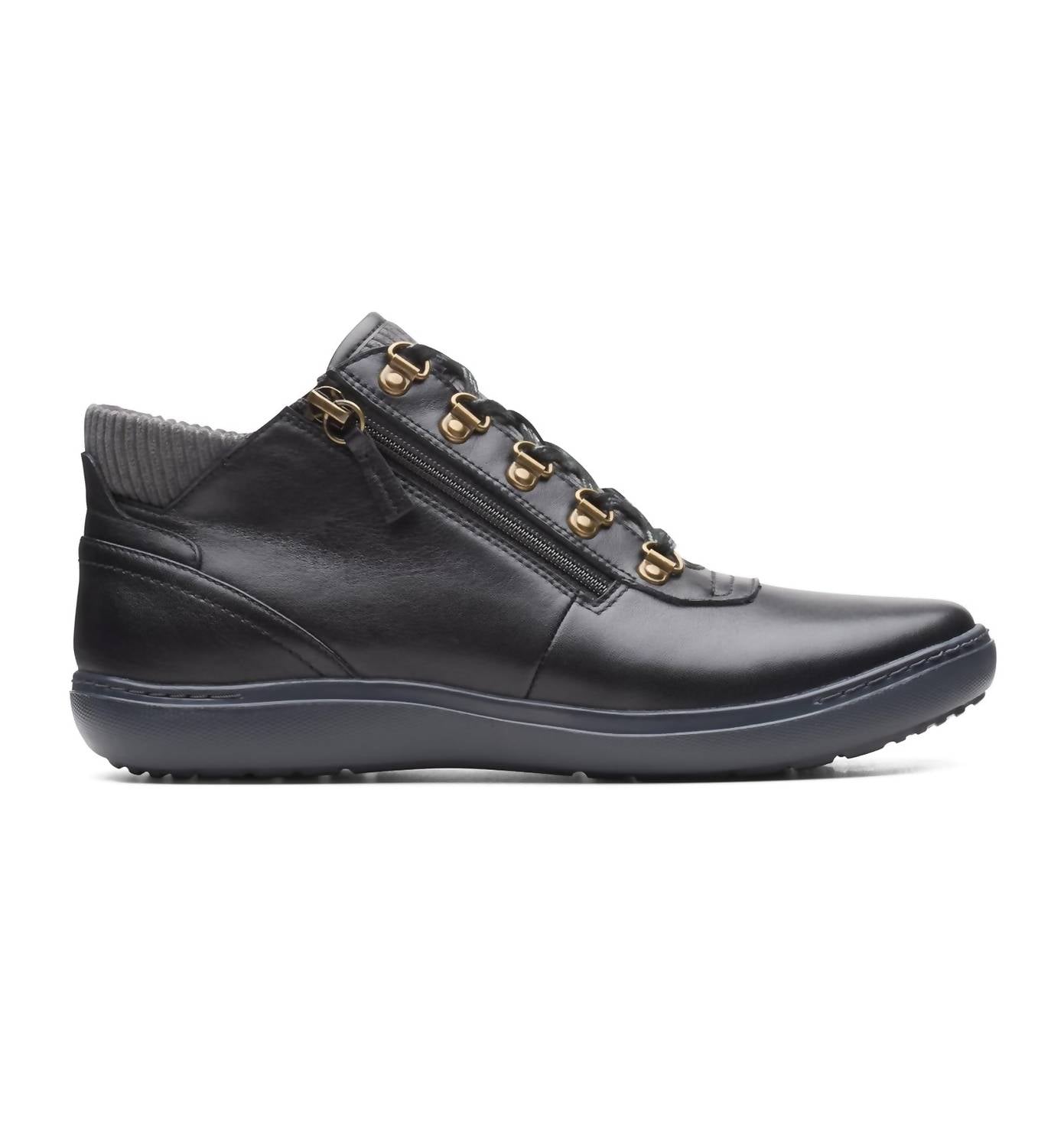 Clarks Women's Nalle Mid Ankle Boot in black leather - women's shoe - alternate view