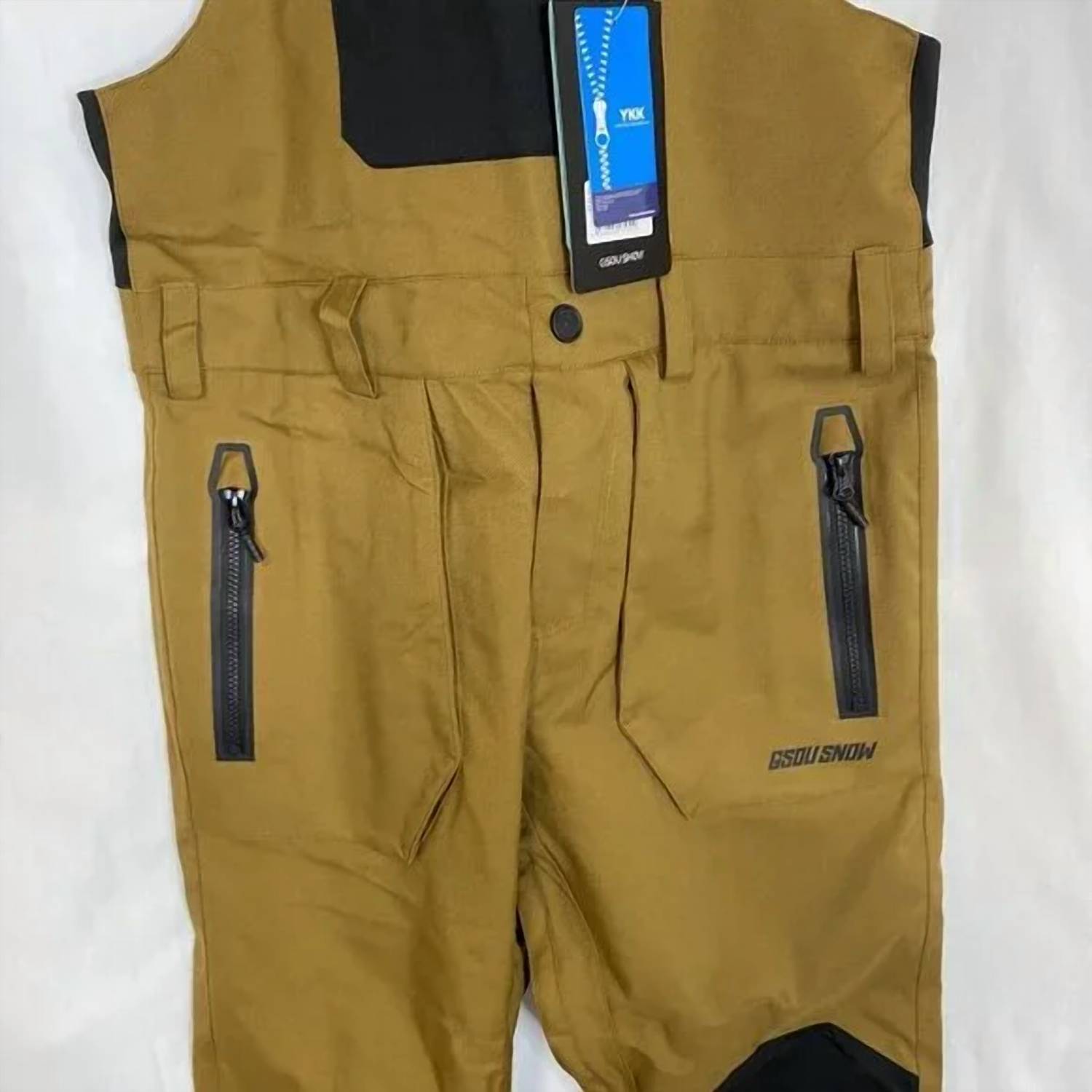 Gsou Snow Men’s Relaxed Fit Snow Bibs With Knee Reinforcements in brown - men's pants - view 9